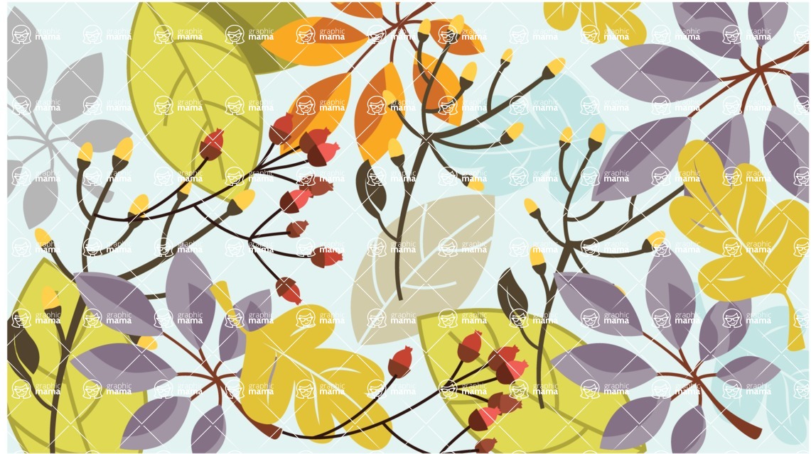 Nature Backgrounds, Patterns and Frames Themed Graphic Collection - Vector Background with Colorful Leaves